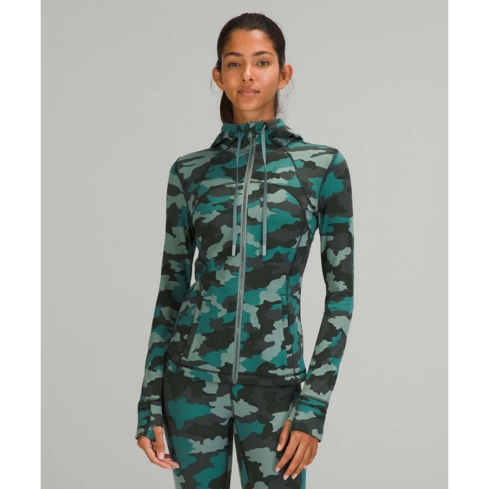 Lululemon Hooded Define Jacket Nulu In Camo Tidewater Teal Multi Size 6
